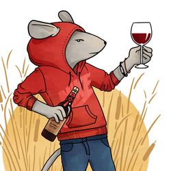 Mouse with glass of wine