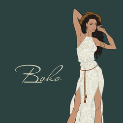 Boho ( fashion  glamor illustration girl woman люди человек женщина фэшн иллюстрация девушка гламур )
