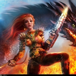 Огненный дракон и девушка