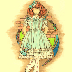 Девочка-кавай в бирюзовом платьице