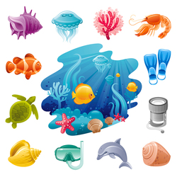 Набор иконок Подводный мир