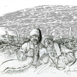 Ескіз іллюстраціі до повісті Миколи Гоголя "Ніч перед Різдвом" . 2016 рік. Авторська робота 