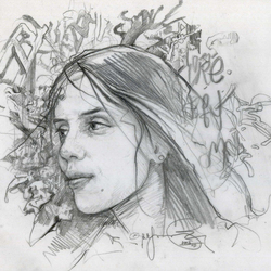 Author's illustration. Portrait. Sketch character.