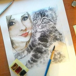 Портрет с котенком