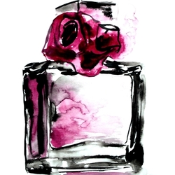 Watercolor perfume rose bottle