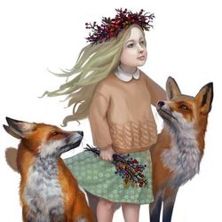 Девочка и лисы