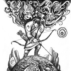 Шимей и Димей. Иллюстрация к книге алтайских эпических сказаний "Кан-Алтай"