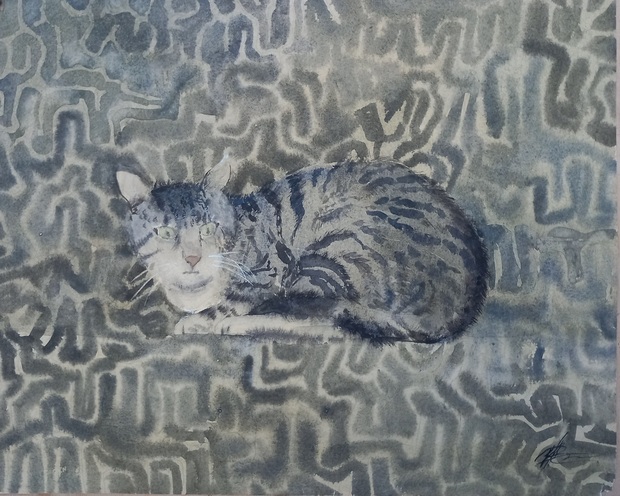 Main aleksandervolodchenko1960yer  kuzya the cat 1998yer     watercolor paper 40x49sm