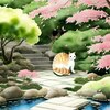 Ginger cat in the Japanese Garden