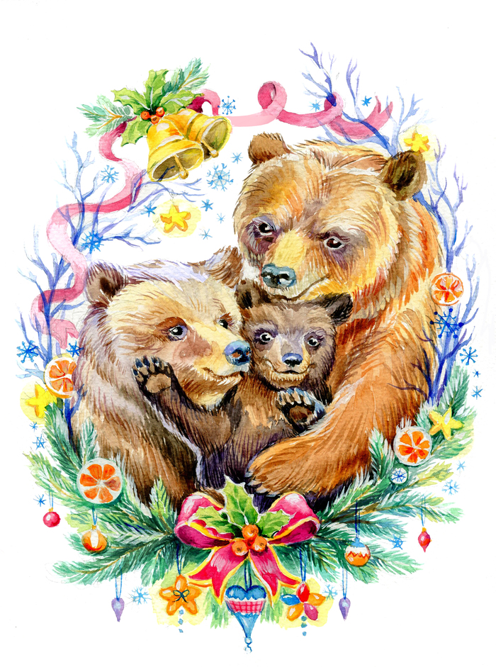 Новогодняя композиция с медведями