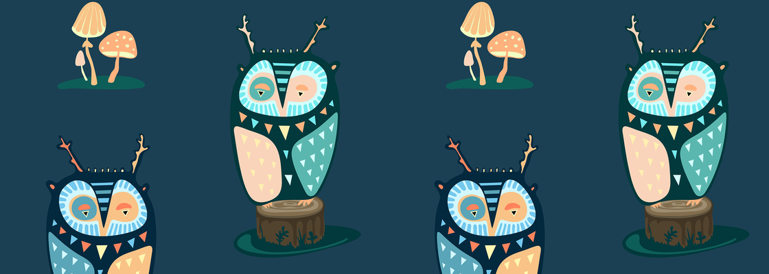 Main owl seamless pattern web hor