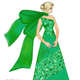 Девушка в зеленом вечернем платье