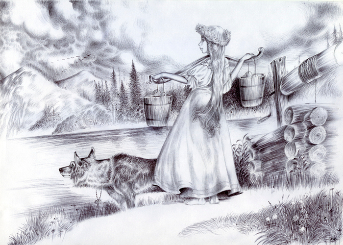 Косы расплела, по воду ушла...