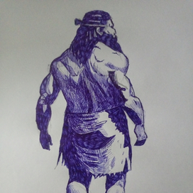 Рисунок мужчины бронзового века, стоящего спиной