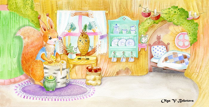 Иллюстрация к сказке Лизы Мосиенко "Сказка про шишку"