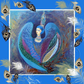 Гамаюн (эскиз дизайнерского платка)