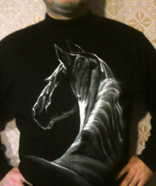 роспись по ткани .свитер - лошадь\копия - рисунок взят с интернета свободного доступа