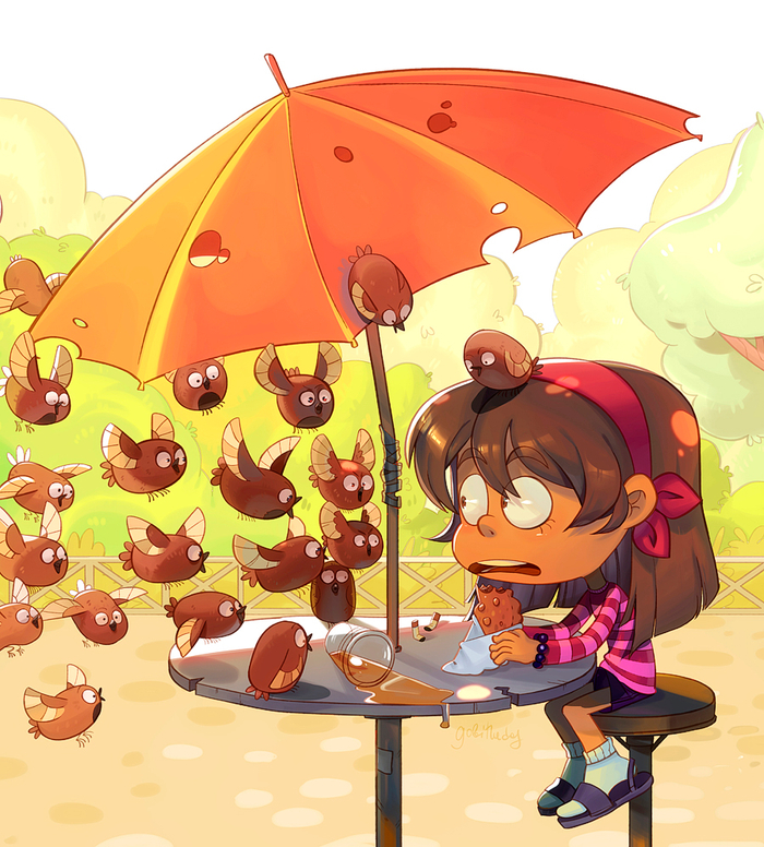 Девочка и воробьи