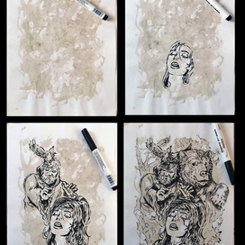 Этапы скетча из пятна