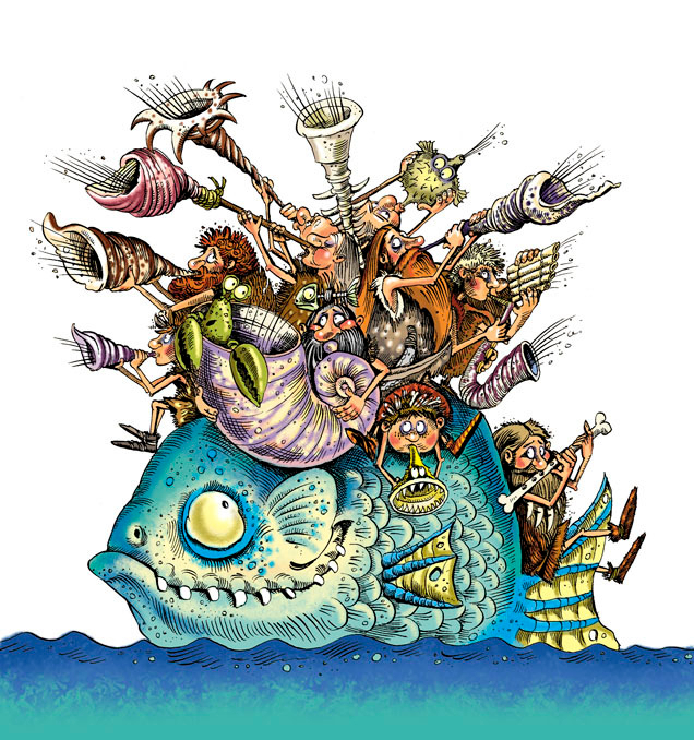 Иллюстрация к книге А. Усачёва «Первобытная история», издательство «Азбука», 2015 г.