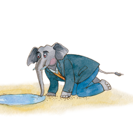 слон выпивает лужу