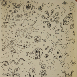 Узор с маленькими вымышленными существами