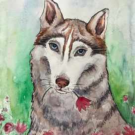 Собачка с цветочком 