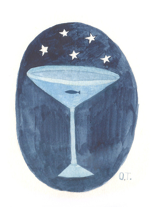 Ночь над бокалом мартини.