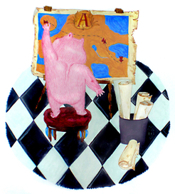 the illustration for children's  book, "Arman and the seven planets."