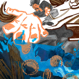 Казна упала в горную реку