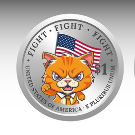 Векторный рыжий кот Трампа, монета 1 доллар 2026