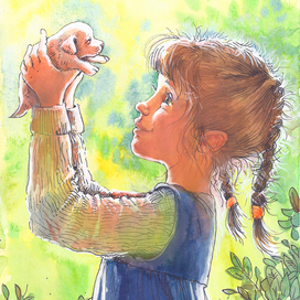 Ксюша и щенок.