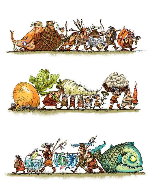 Иллюстрация к книге А. Усачёва «Первобытная история», издательство «Азбука», 2015 г.