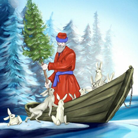 Дед Мазай и зайцы превратились в Деда Мороза и братцев Кроликов