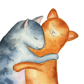 Cats hug
