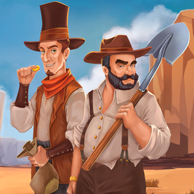 Иллюстрация для главного экрана для казуальной игры "Кладоискатели"