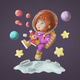 Маленькая девочка-космонавт