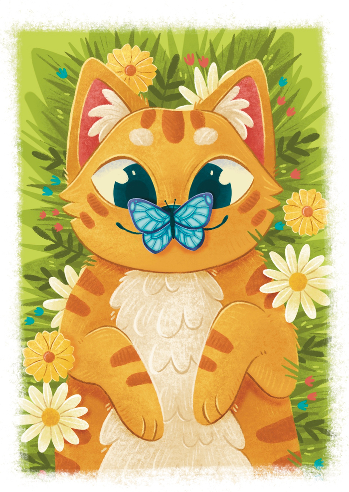 Котик с бабочкой