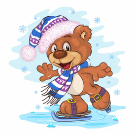 Cartoon Teddy Bear Skating.