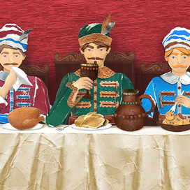 Иллюстрация к белорусской народной сказке "Из рога всего много"