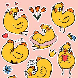 Стикеры курочка