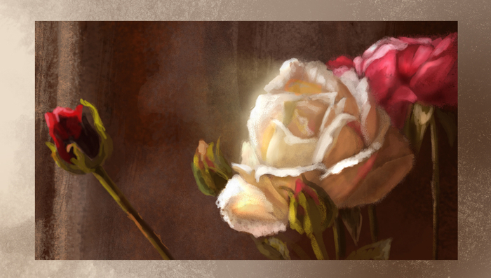 этюд..а чего розы просто так в вазе стоят!)