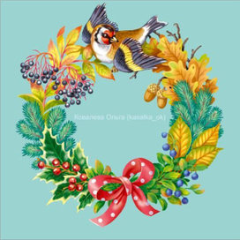 Венок с птичкой