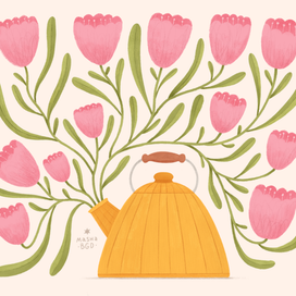 Чайник и цветы | Masha BGD