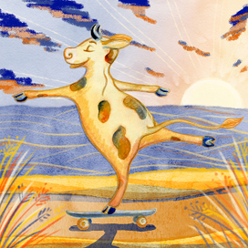 Коровка в закате