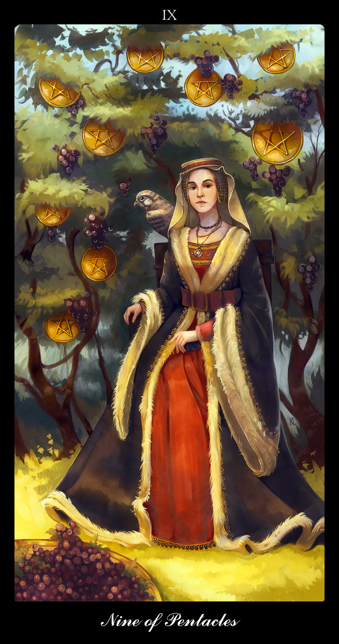 Таро, Девять Пентаклей