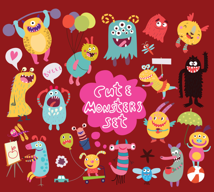 набор векторных монстров