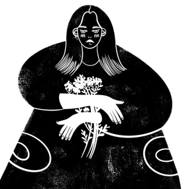 Держащая цветы