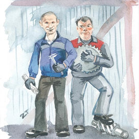 Рабочие завода- шлифовщик и долбежник