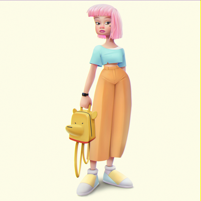 Девушка с розовыми волосами